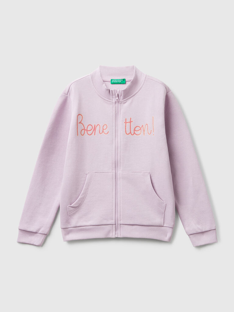 Hoodie with glittery print