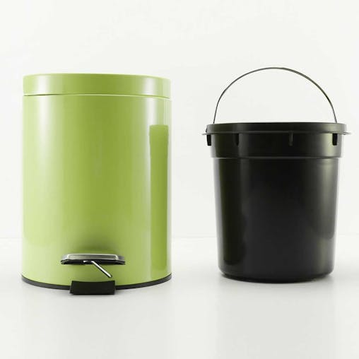SOGA 2X Foot Pedal Stainless Steel Round Trash Bin Green 7L