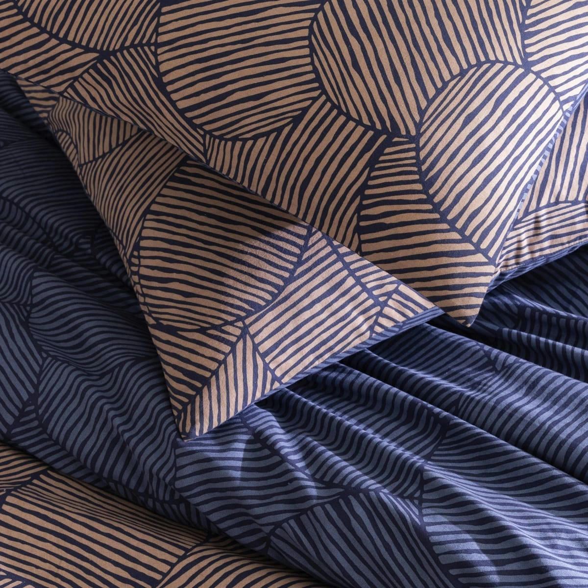 NINON - Parure de lit 2 personnes coton  imprimé bleu 260x240cm