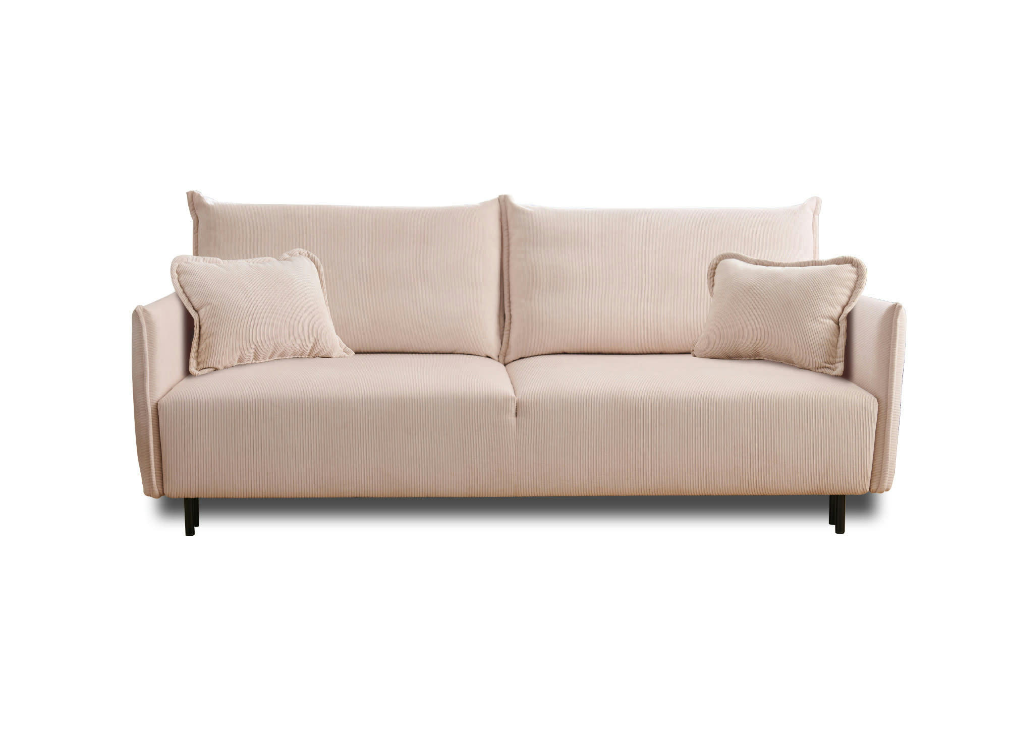 VALENTINA - Canapé droit convertible 3 places en velours côtelé beige