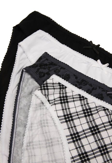 Womens 4pk Black Check High Cut Briefs