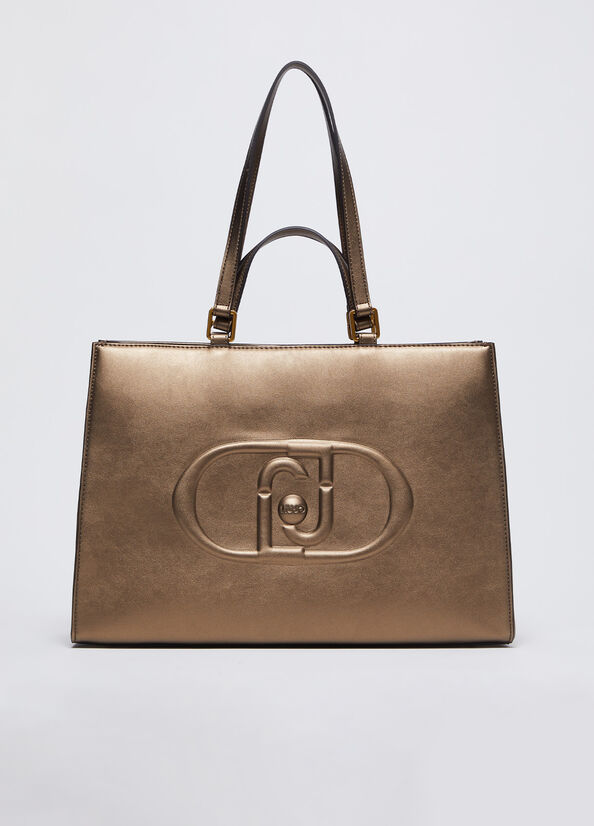 Shopping bag grande con logo monogram