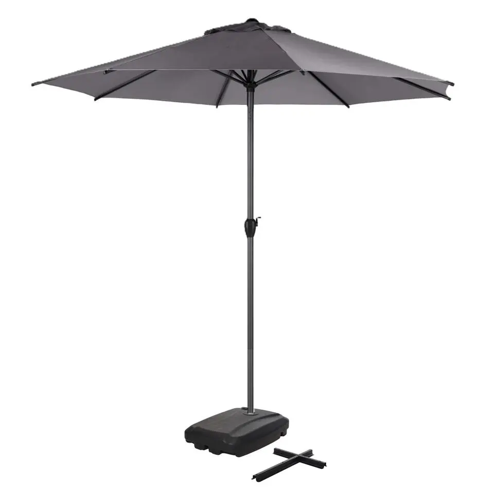 Parasolvoet kruisvoet - vierkant - antraciet grijs - 60 liter