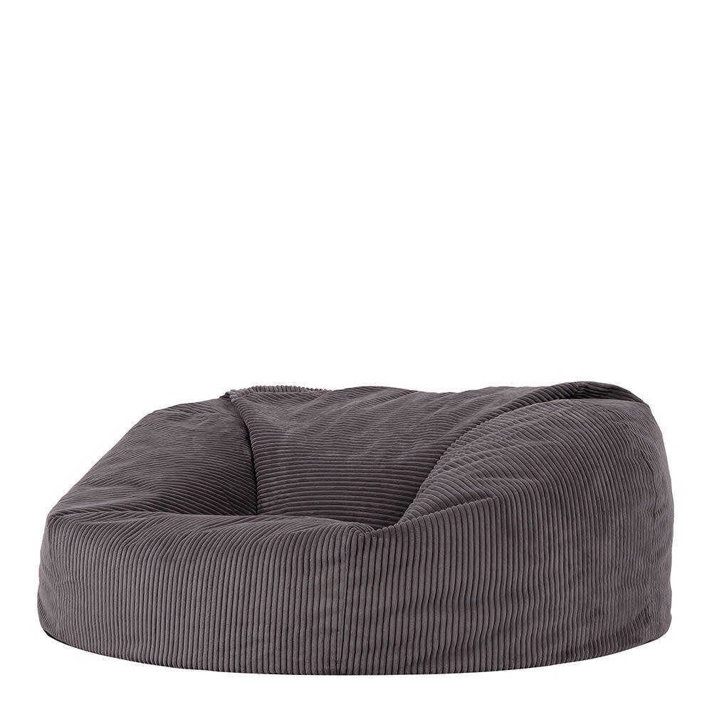 - Pouf géant canapé velours côtelé gris anthracite