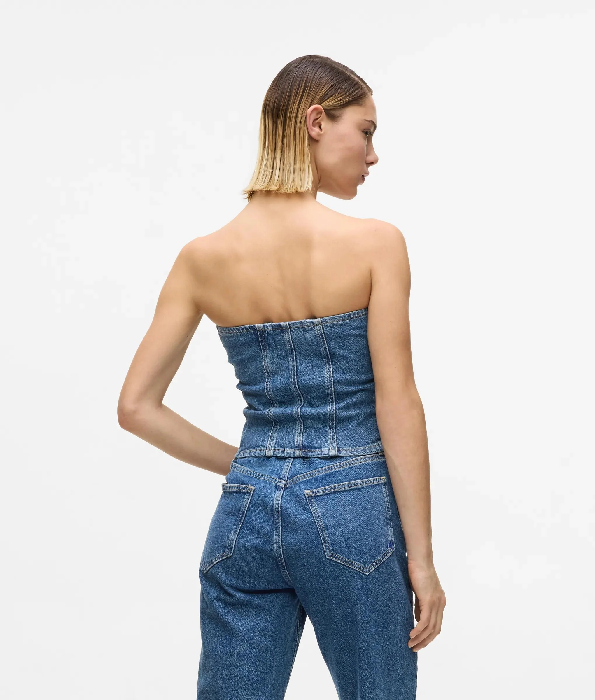 Bustier en denim à lacets