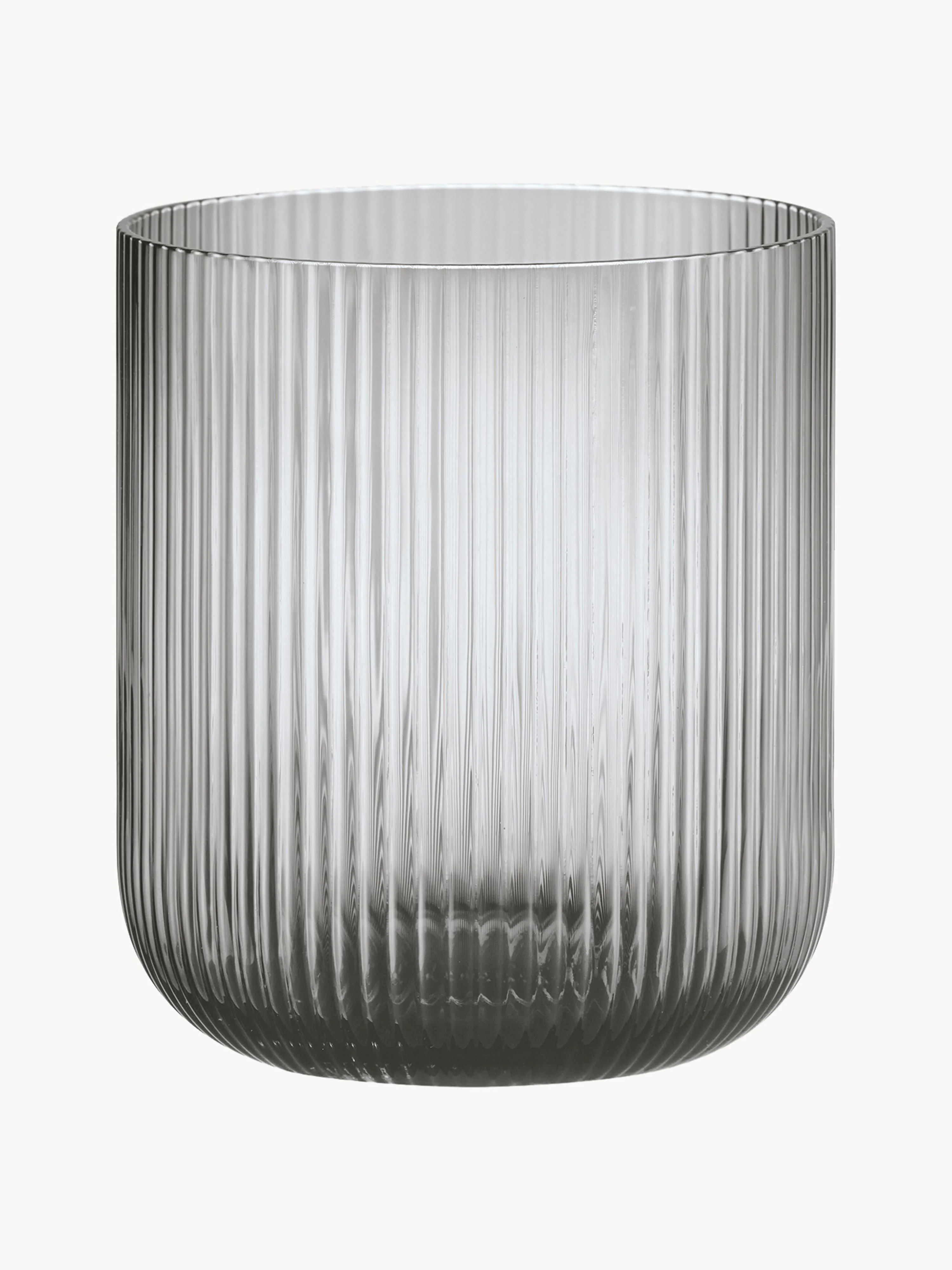 Windlicht Ven mit Rillenrelief aus Glas, H 16 cm