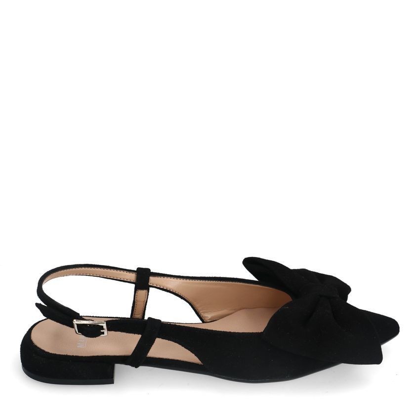 Manfield Zwarte suède slingbacks