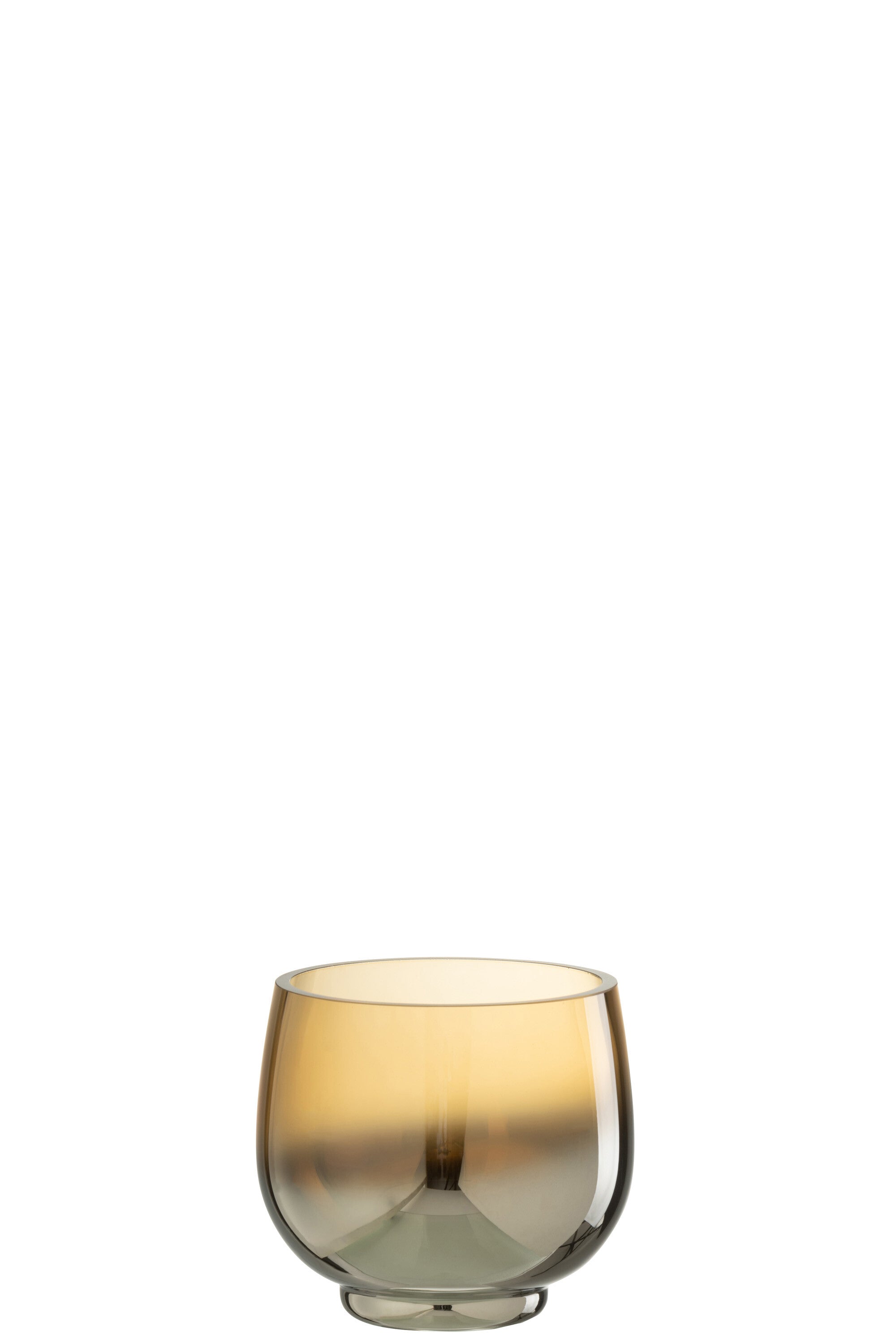 J-Line theelichthouder Rond - glas - geel zilver - small