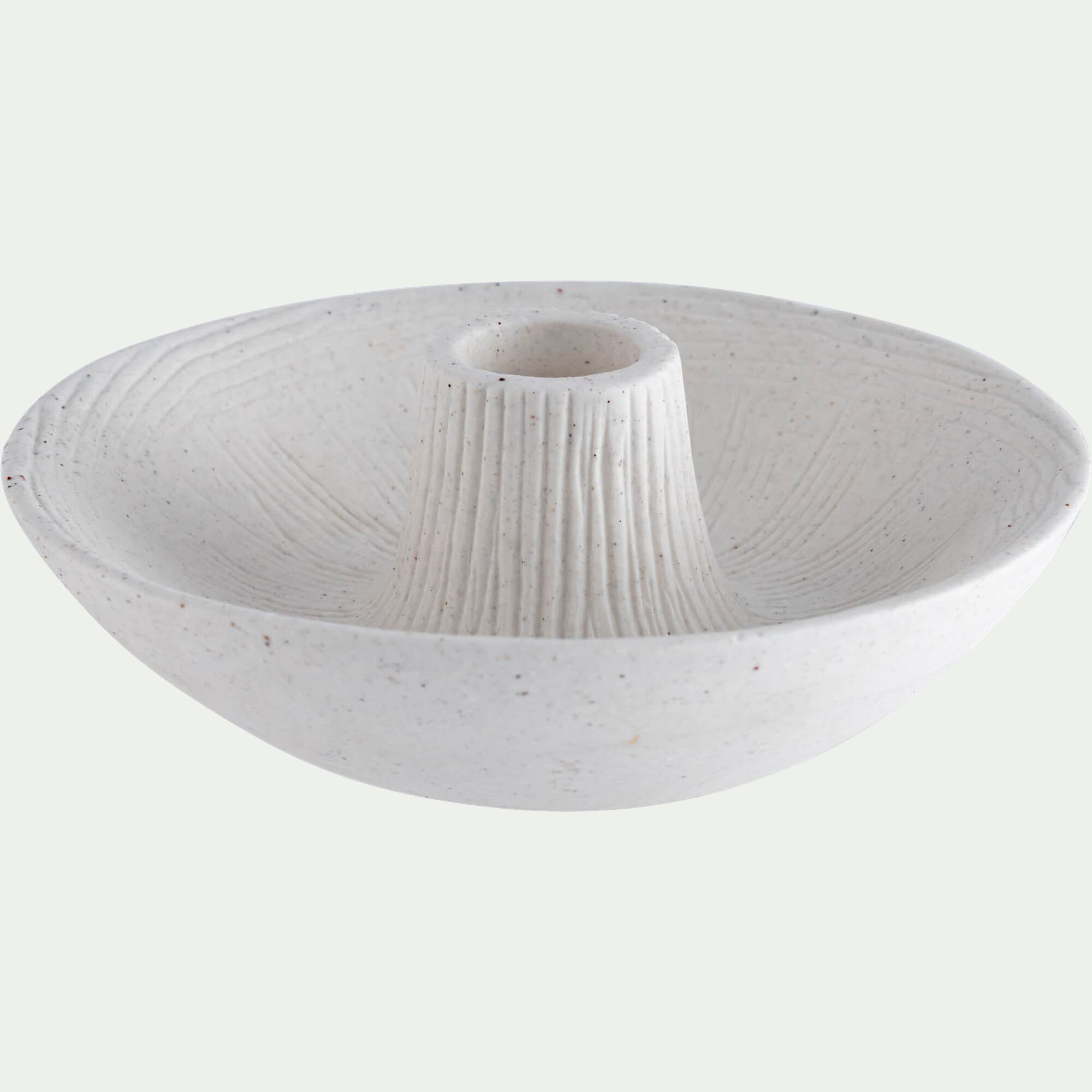 AMARA - Bougeoir rond en grèsD14xH5cm - blanc