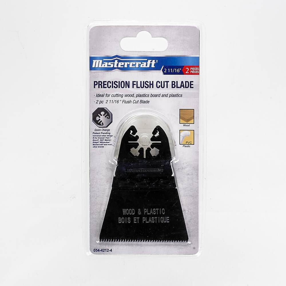 Mastercraft Oscillating Multi-Tool Precision Flush Cut Blades, Cuts Wood/Plastic, 2-11/16-in, 2-pk