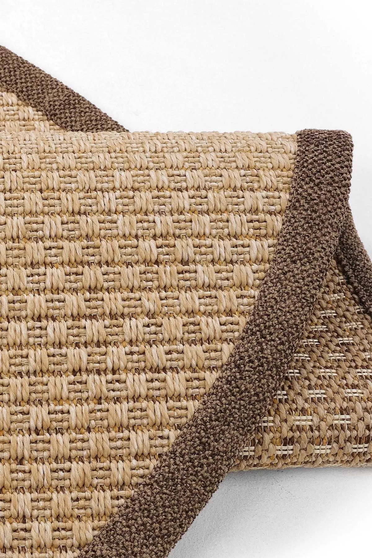 Round Natural Sisal Rug with Brown Fabric Border, Custom Size Basketweave Rug