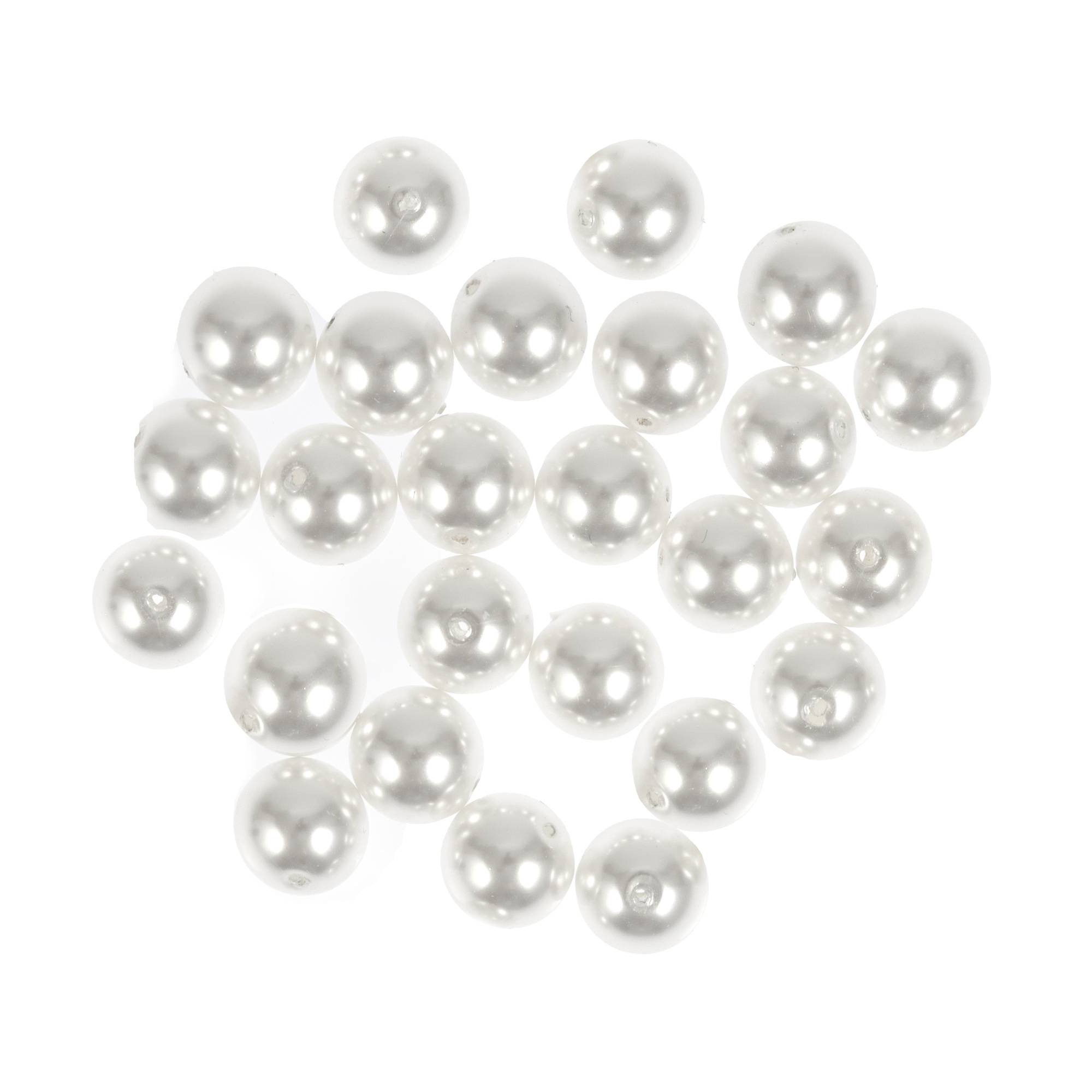 White Glass Pearl Beads 8mm 25 Pack