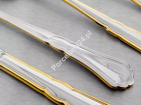 Komplet sztućców 24 cz. na 6 sób Pintinox 1929 - Settecento (3.0 mm) złocone 23.SETG.K24