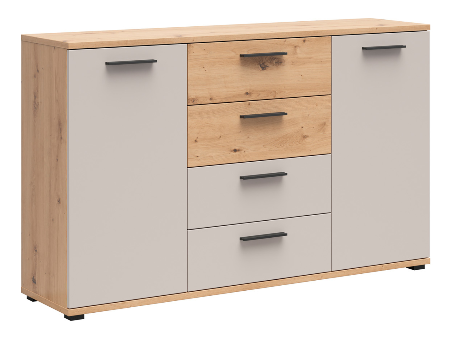 Komoda Sindara 150 cm z 2 drzwiami i 4 szufladami dąb artisan/kaszmir