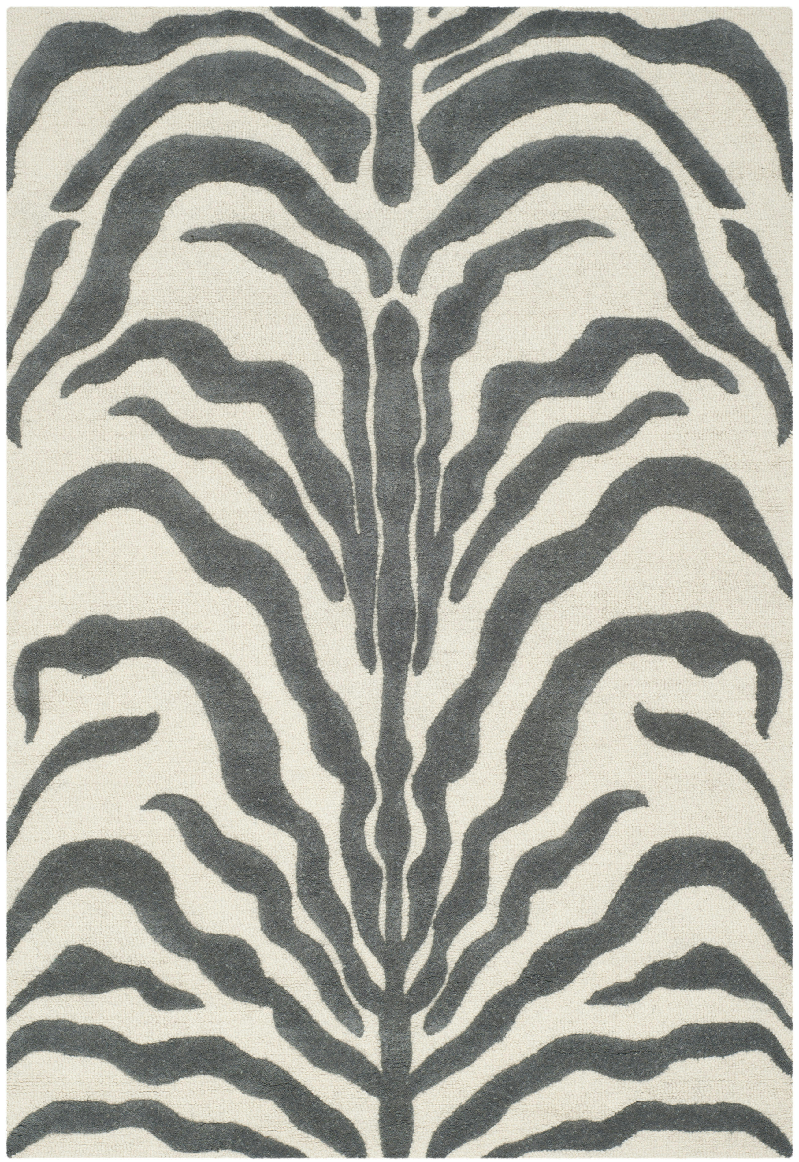 CAMBRIDGE - Tapis de salon interieur en ivoire & gris fonce, 122 x 183 cm