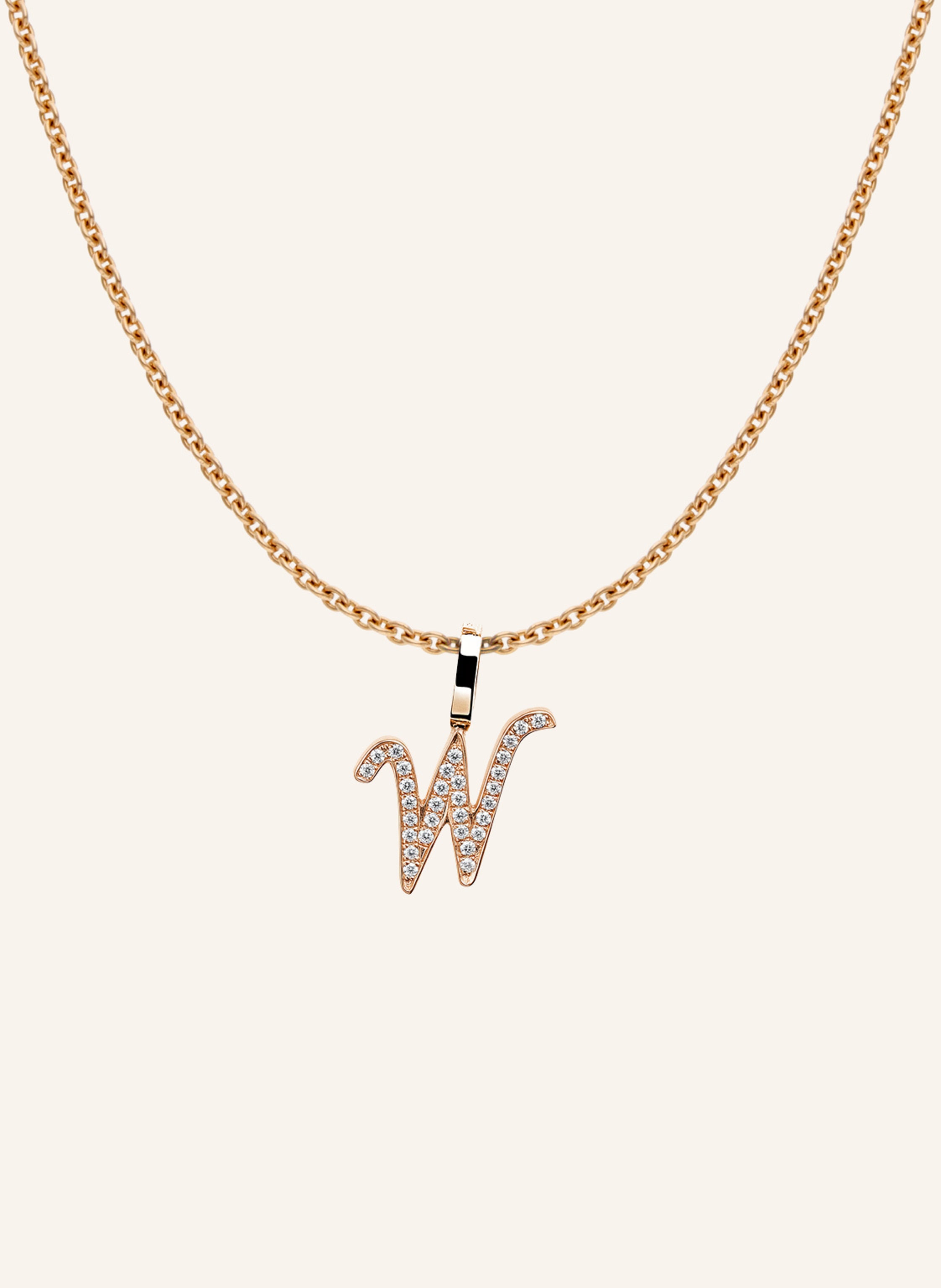CADA Kette TINY DIAMOND LETTER W