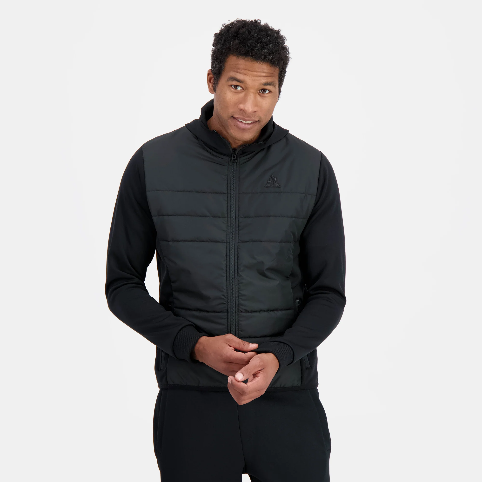 Sweat zippé à capuche hybride déperlant Homme Ton sur ton