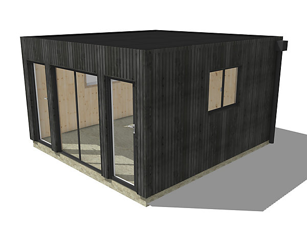 Bureau de jardin 4 saisons en bois 4,4 x 4,6 x 2,7 m / isolation RE2020