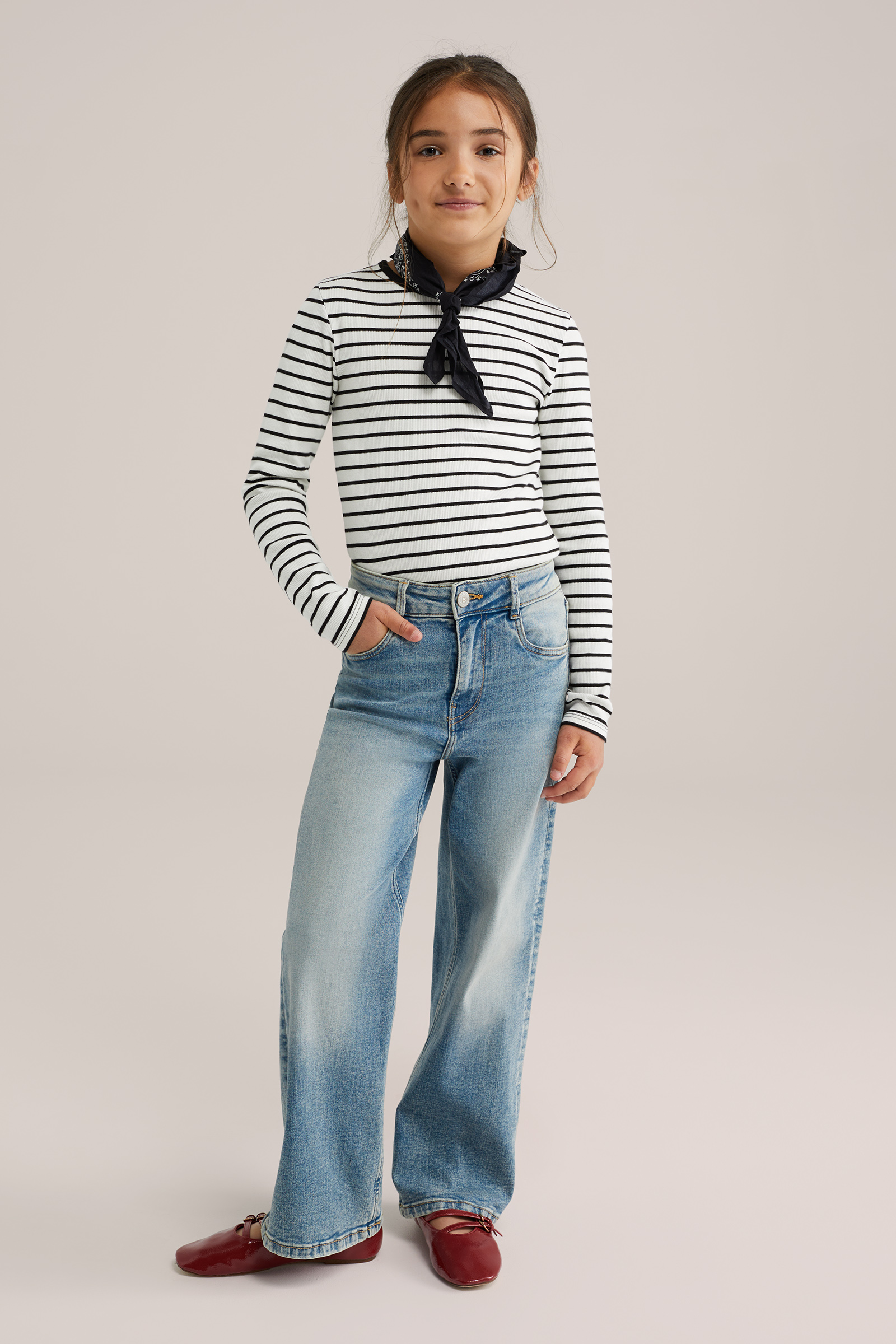 Meisjes geribd T-shirt