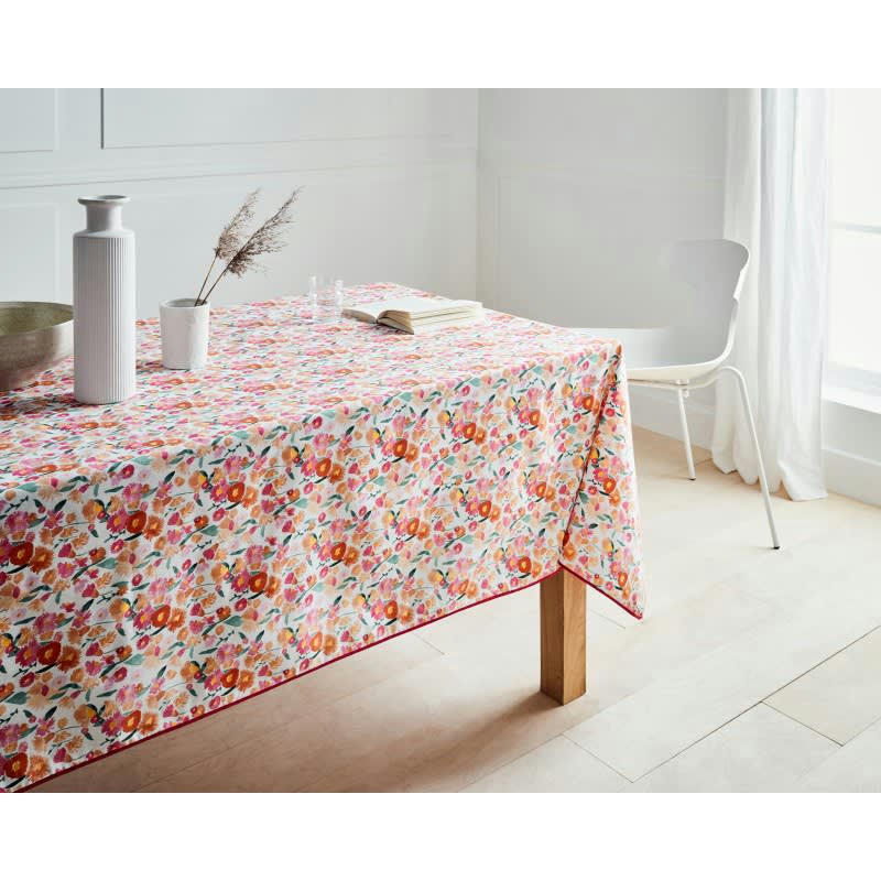 MILLEFIORI - Nappe en coton enduit PVC blanc 160x200 cm