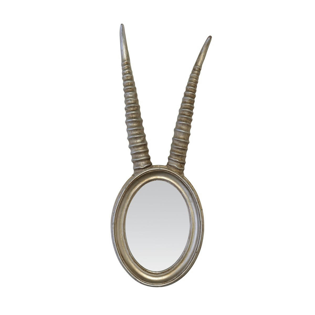 - Miroir ovale argenté corne de gazelle 17x48cm
