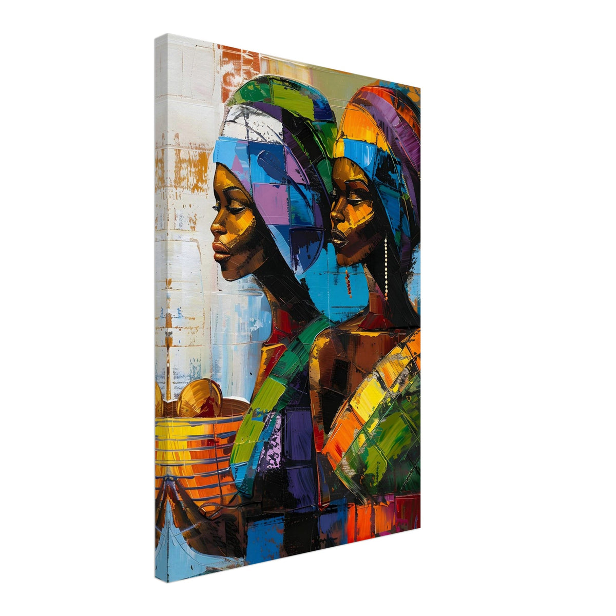 Artfulprints Canvas Colourful sisters canvas - 40x60 cm - Meerkleurig