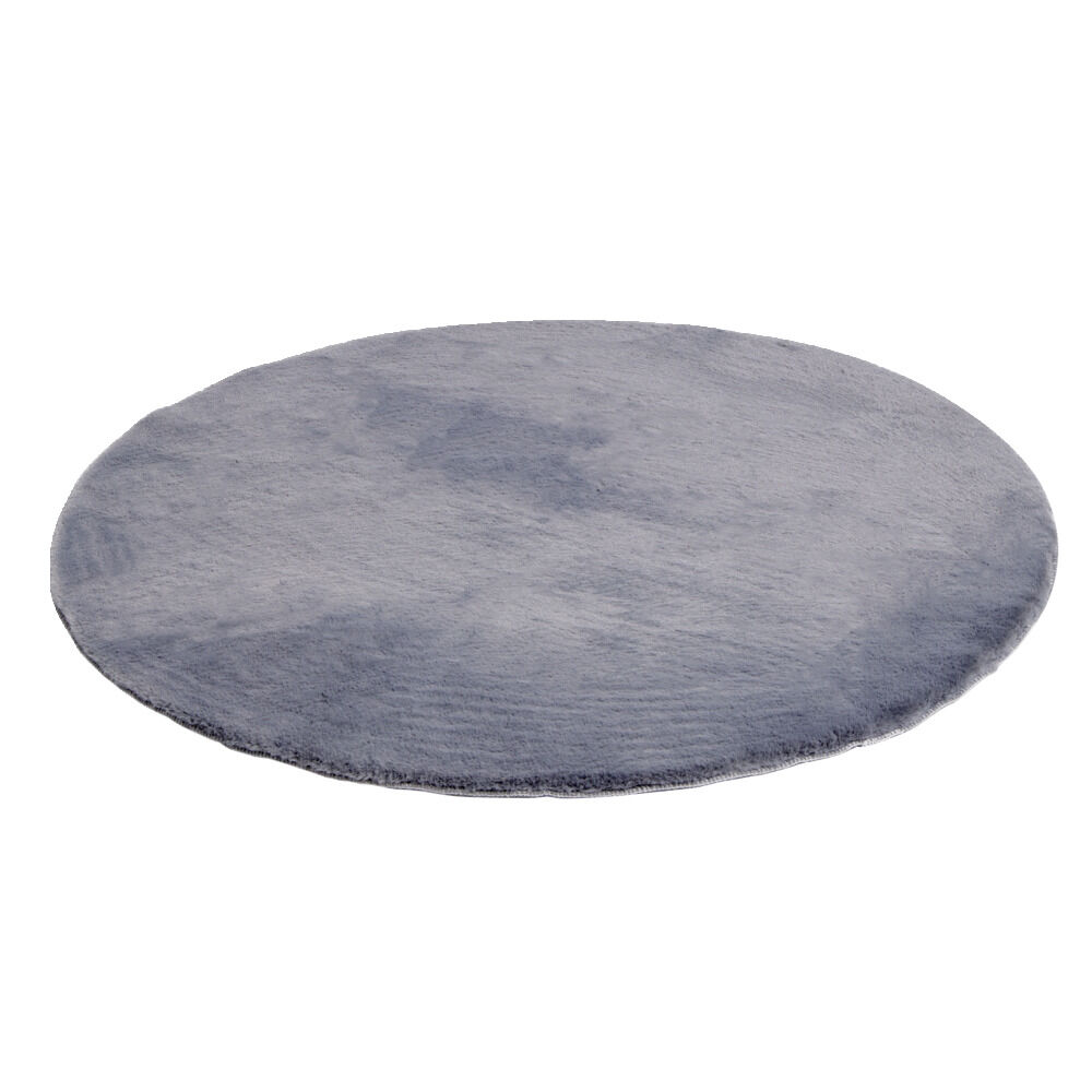 Tapis fausse fourrure gris Ø80cm