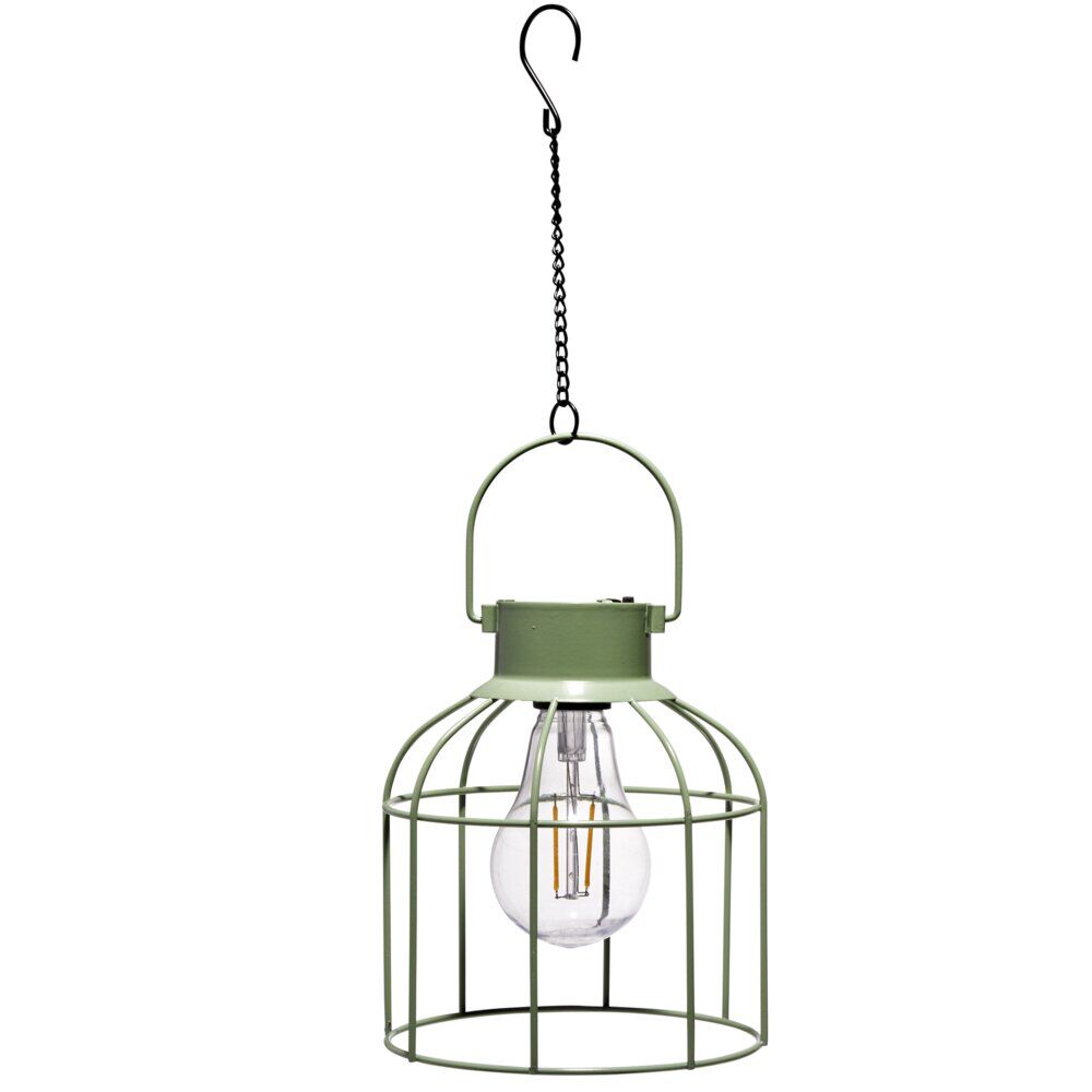 Lanterne solaire métal vert Ø14xH16/38cm