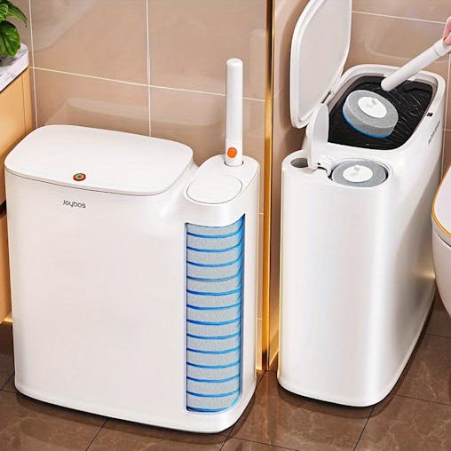 NNETM Bathroom Trash Can with Toilet Brush & 72 Heads