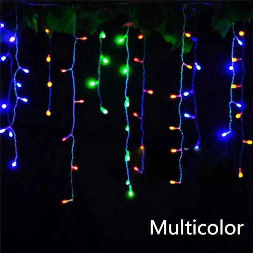NNEOBA 4.8M LED Curtain Icicle String Lights - Color-Changing Christmas Garland with 8 Flashing Modes