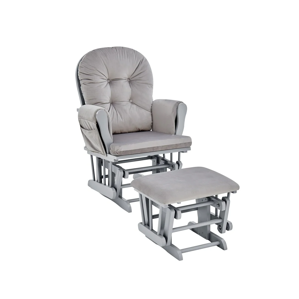 Suite Bebe Mason Glider and Ottoman Gray Wood and Light Gray Fabric