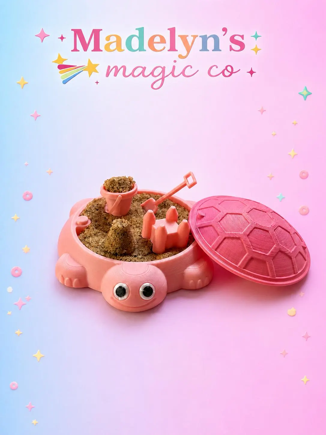 Mini Desk Turtle Sandbox | Kinetic Sand Fidget | Beach Sensory Toy | Desk Decor | Stress Relief | Cute Gift Idea