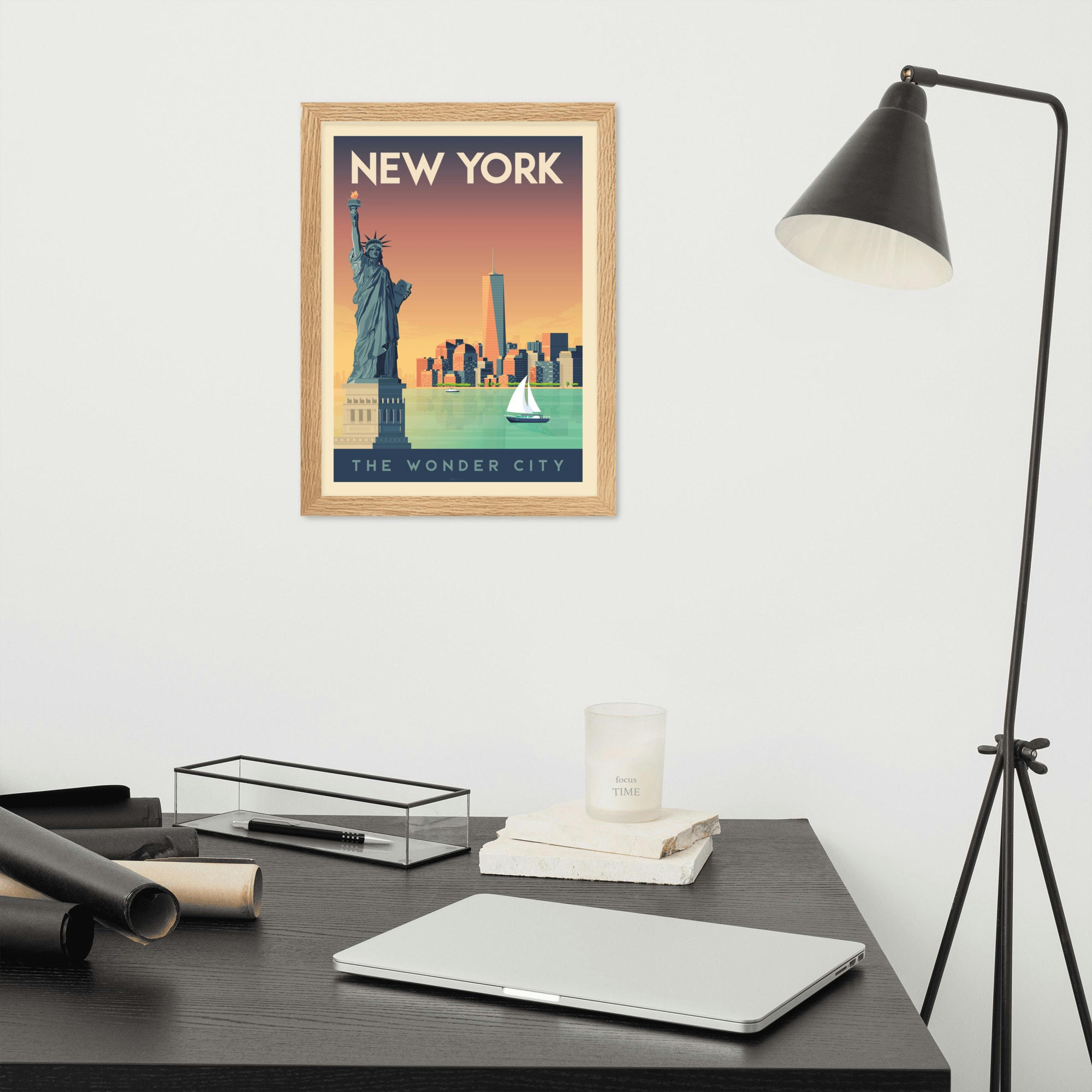 - Affiche New York Etats-Unisavec Cadre (Bois) 30x40 cm