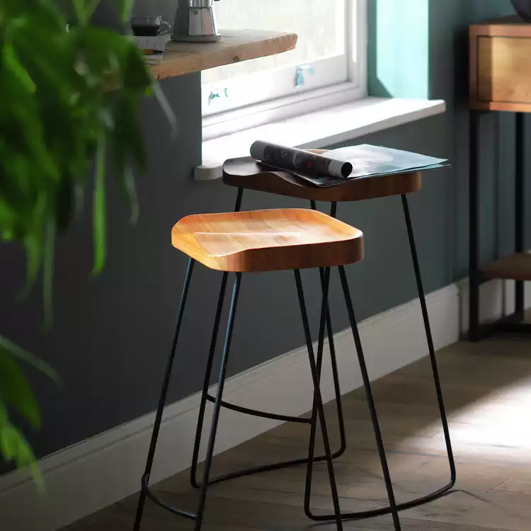 Habitat Arte Metal Bar Stool - Oak