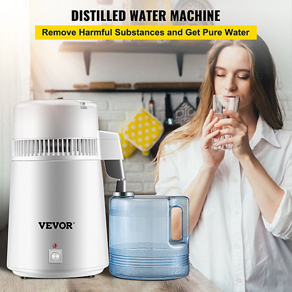 Distillateur d'eau 4 L en acier inoxydable 750W, produit 1 L h d'eau pure pour hôpitaux et usage domestique.
