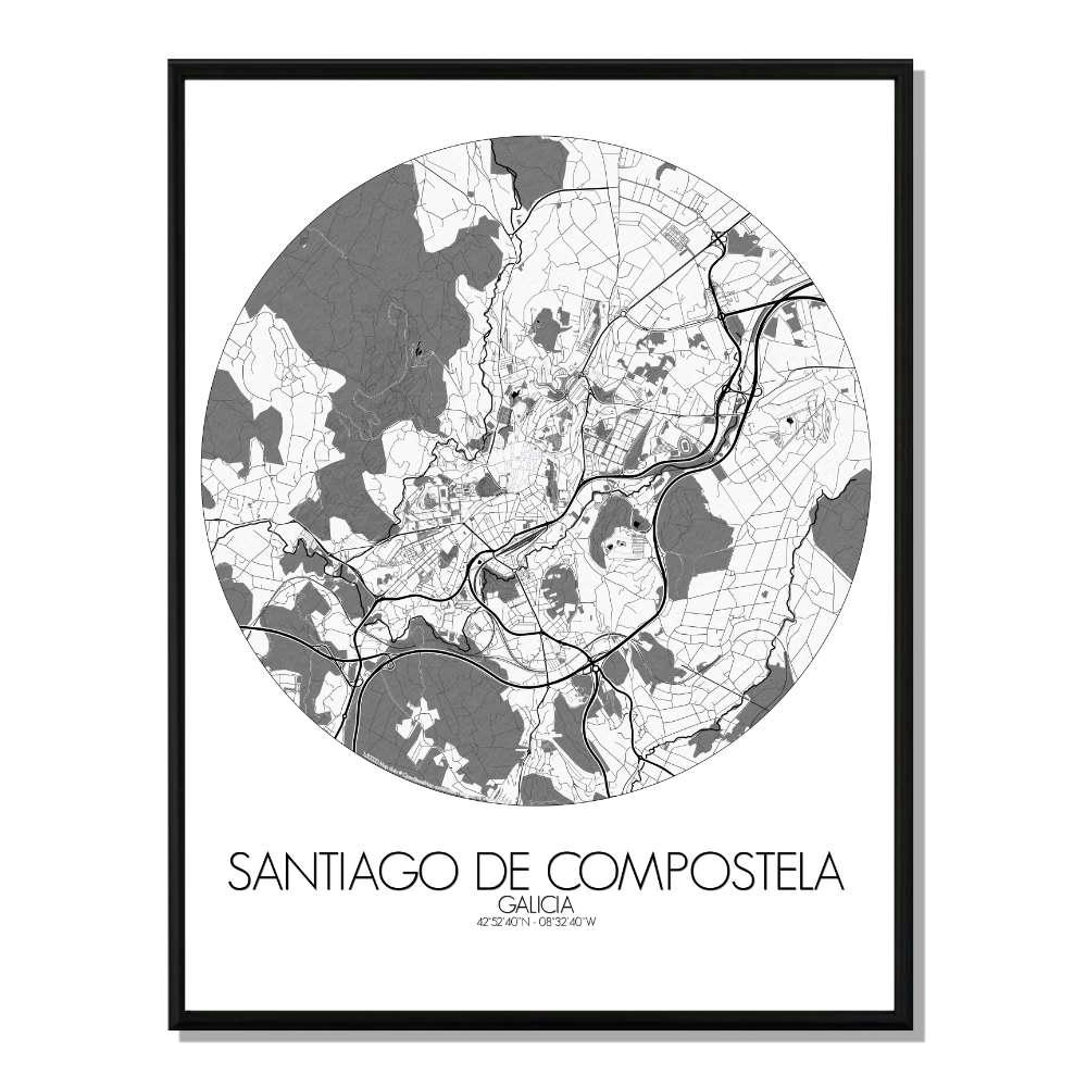 - Affiche Compostelle Carte ronde 40x50