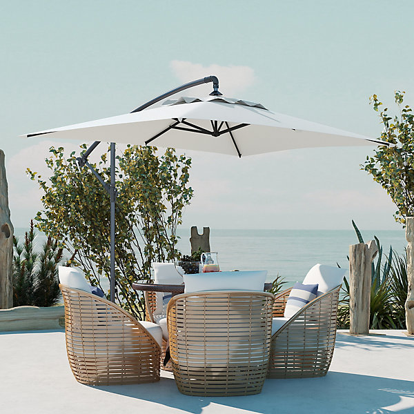 Parasol déporté rectangulaire dim. 294L x 193l x 250H cm pied en croix crème
