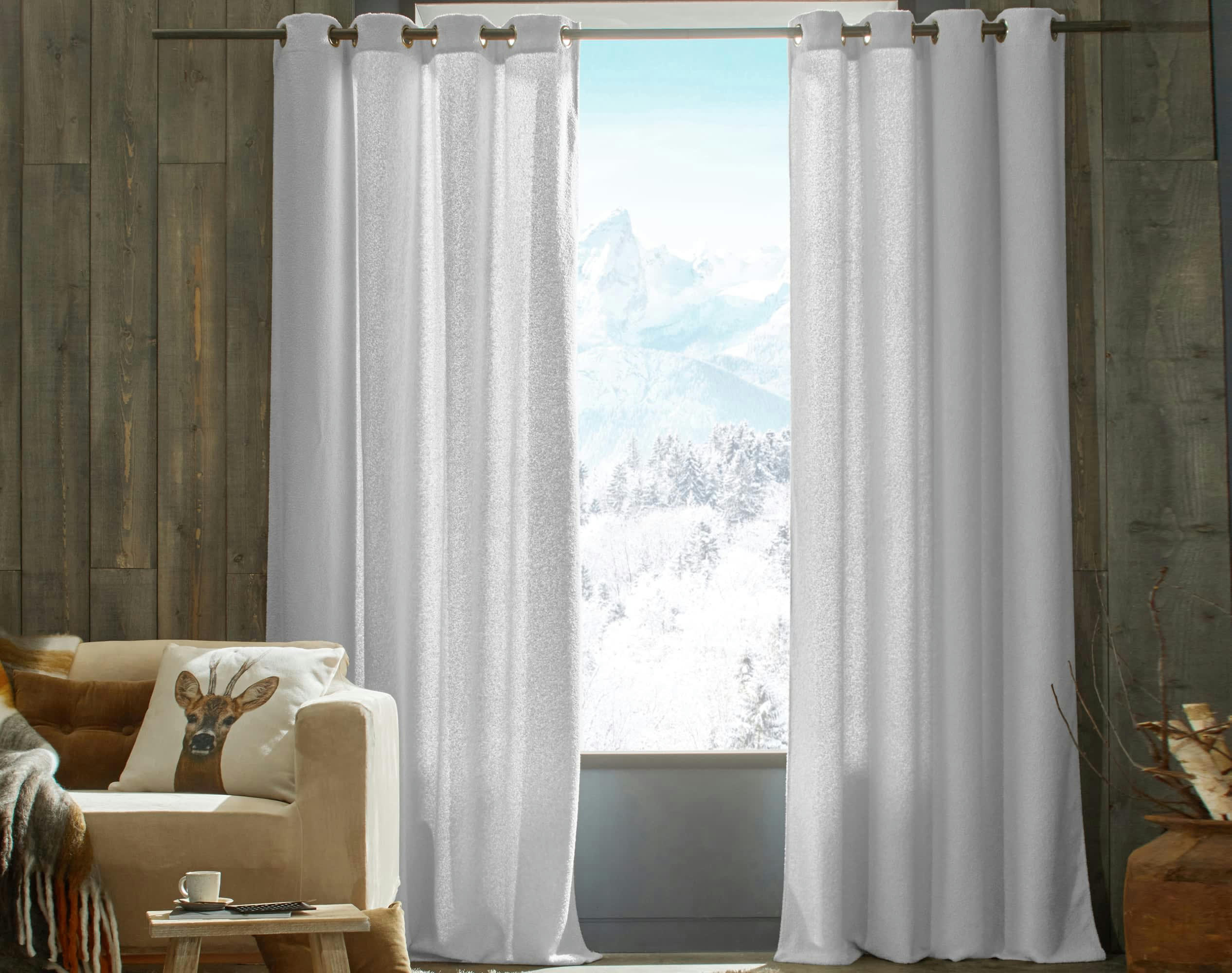 MOUTON - Rideau 135x250 en polyester blanc