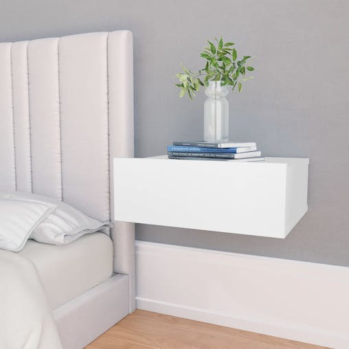 NNEVL Floating Nightstands 2 pcs White 40x30x15cm Engineered Wood