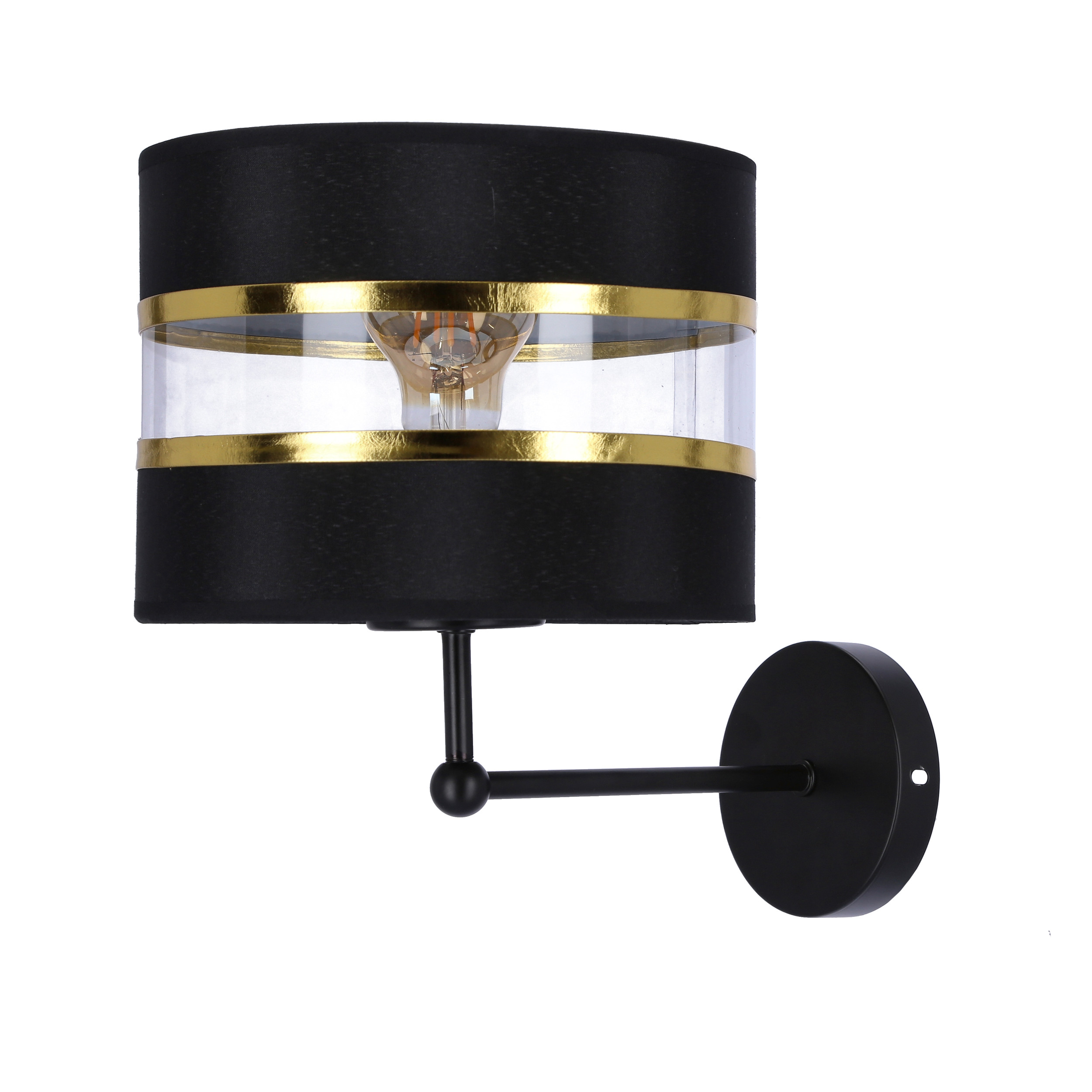 Lampa kinkiet ANDY czarny 1x40w e27 abażur czarny złoty
