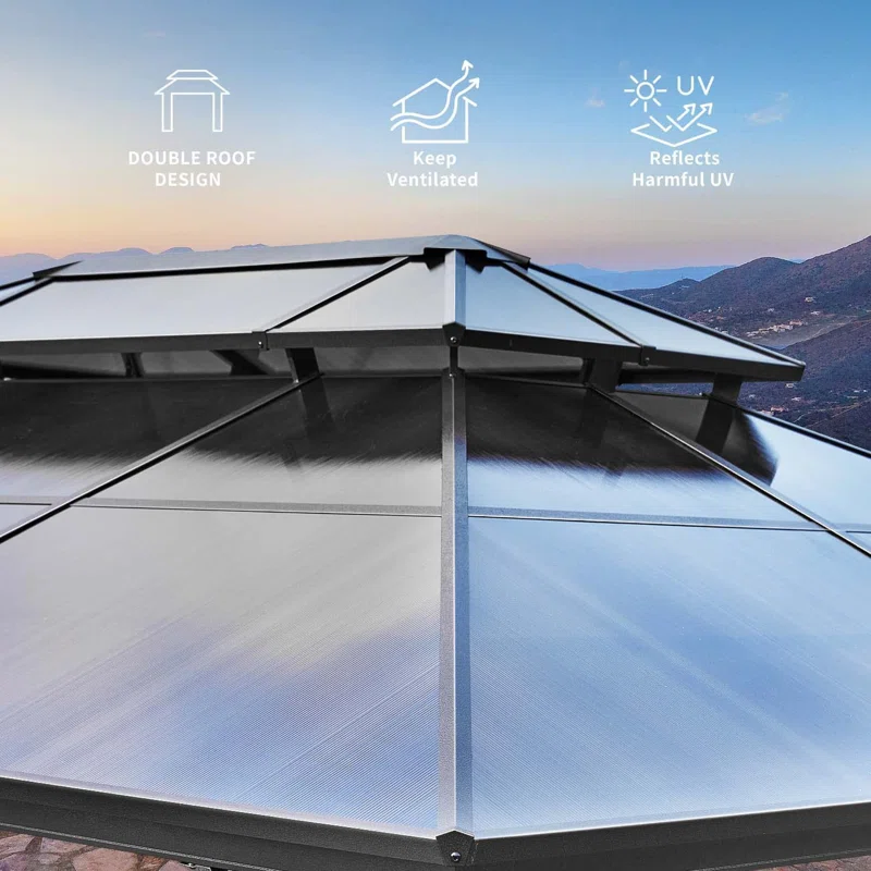 16 Ft. W x 12 Ft. DAluminum Patio Hardtop Gazebo