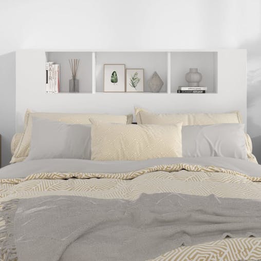 NNEVL Headboard Cabinet White 140x18.5x104.5 cm