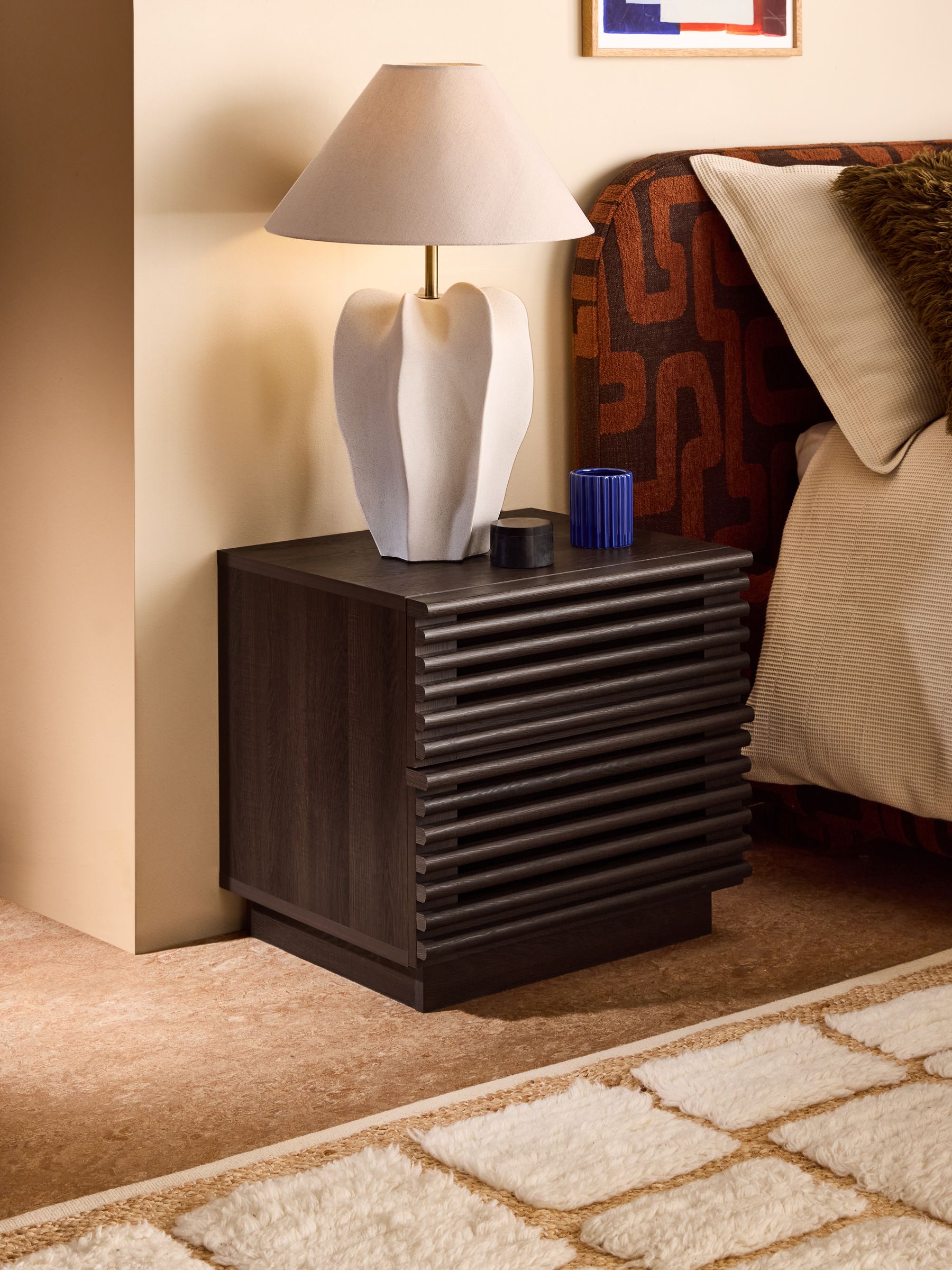 Tulma 2 Drawer Bedside in Dark Wood Effect
