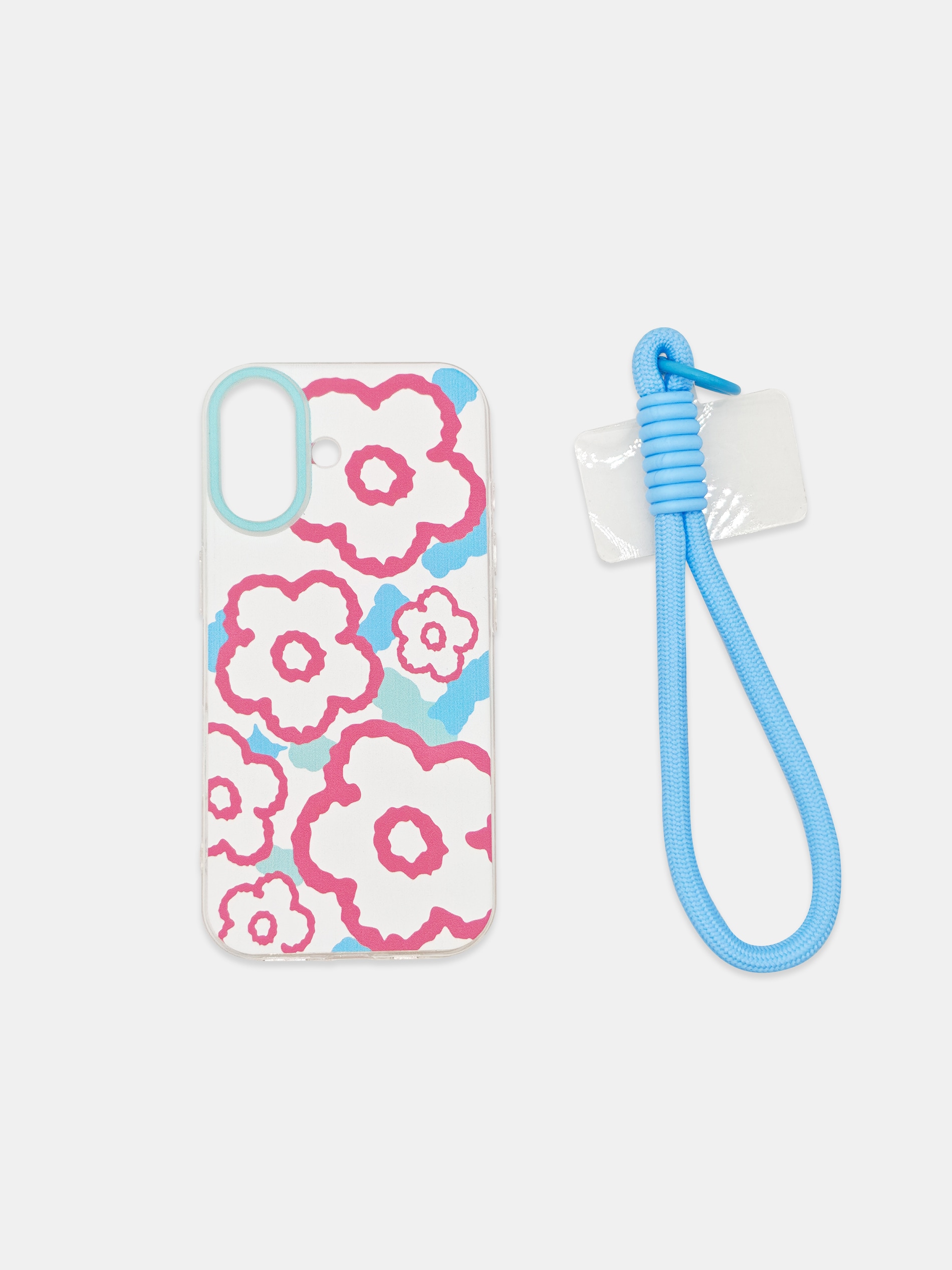 Etui na iPhone 13/14/15/16/17 z motywem kwiatowym i uchwytem