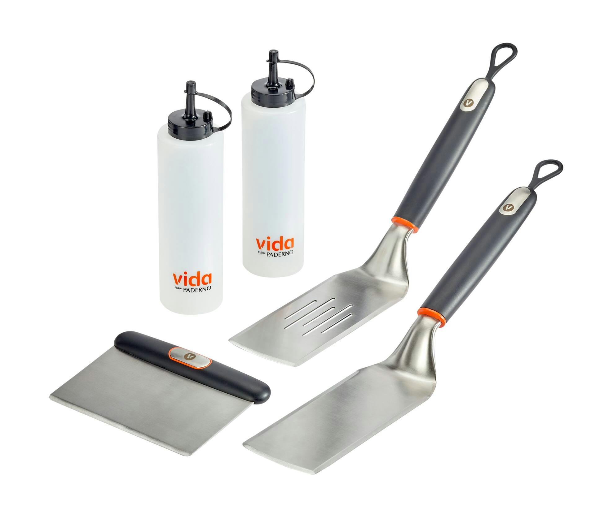 Vida by PADERNO Professional BBQ Grill/Griddle Tool Set, 5-pc