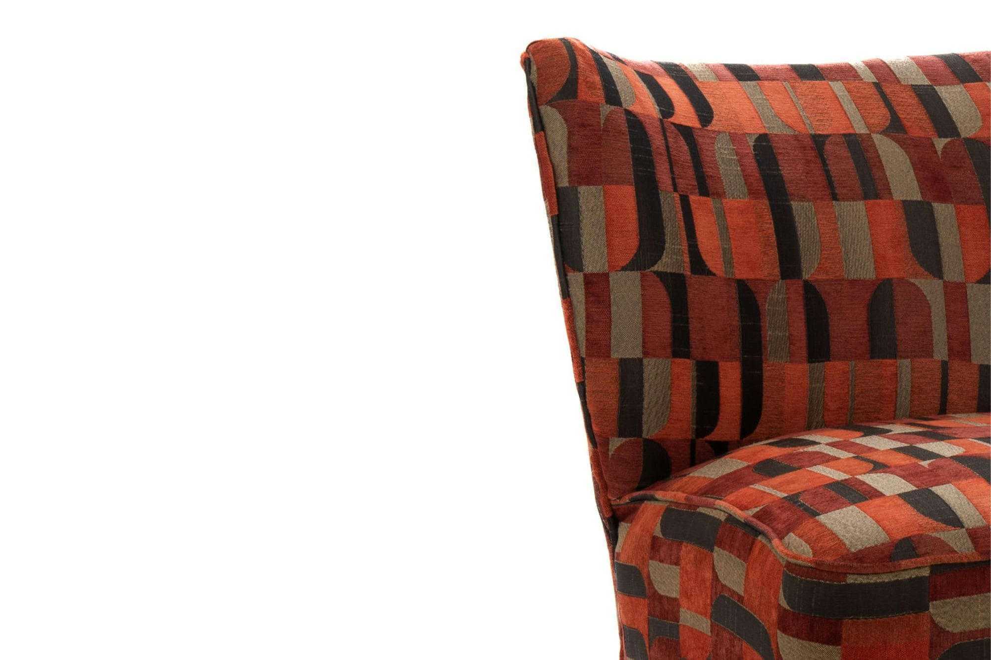 AXEL - Fauteuil crapaud en tissu multicolore motifs géométriques