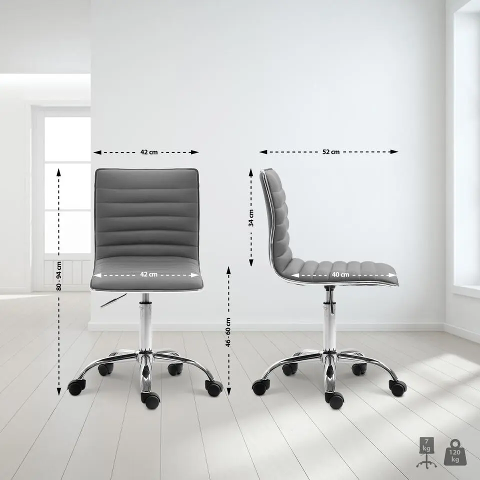 CLP Bureaustoel Alamosa chroom Frame - Kunstleer - grijs