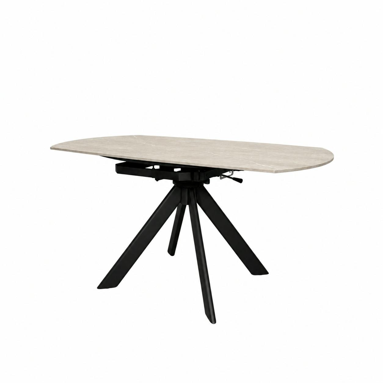 Table ronde modulable céramique effet travertin 150 cm LOMBARDIE