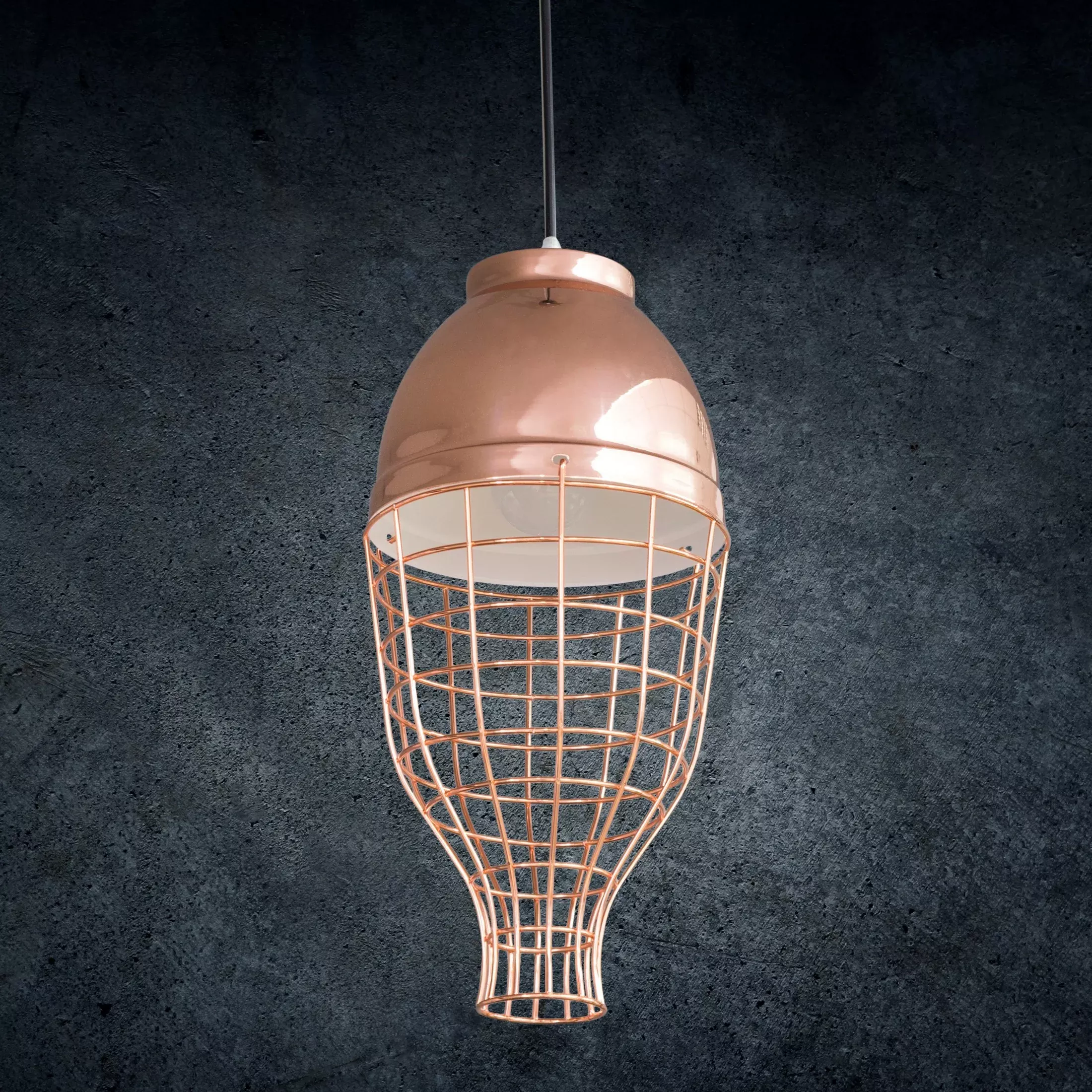 Lampa wisząca do pokoju miedziana LUCY w stylu industrialnym z metalu