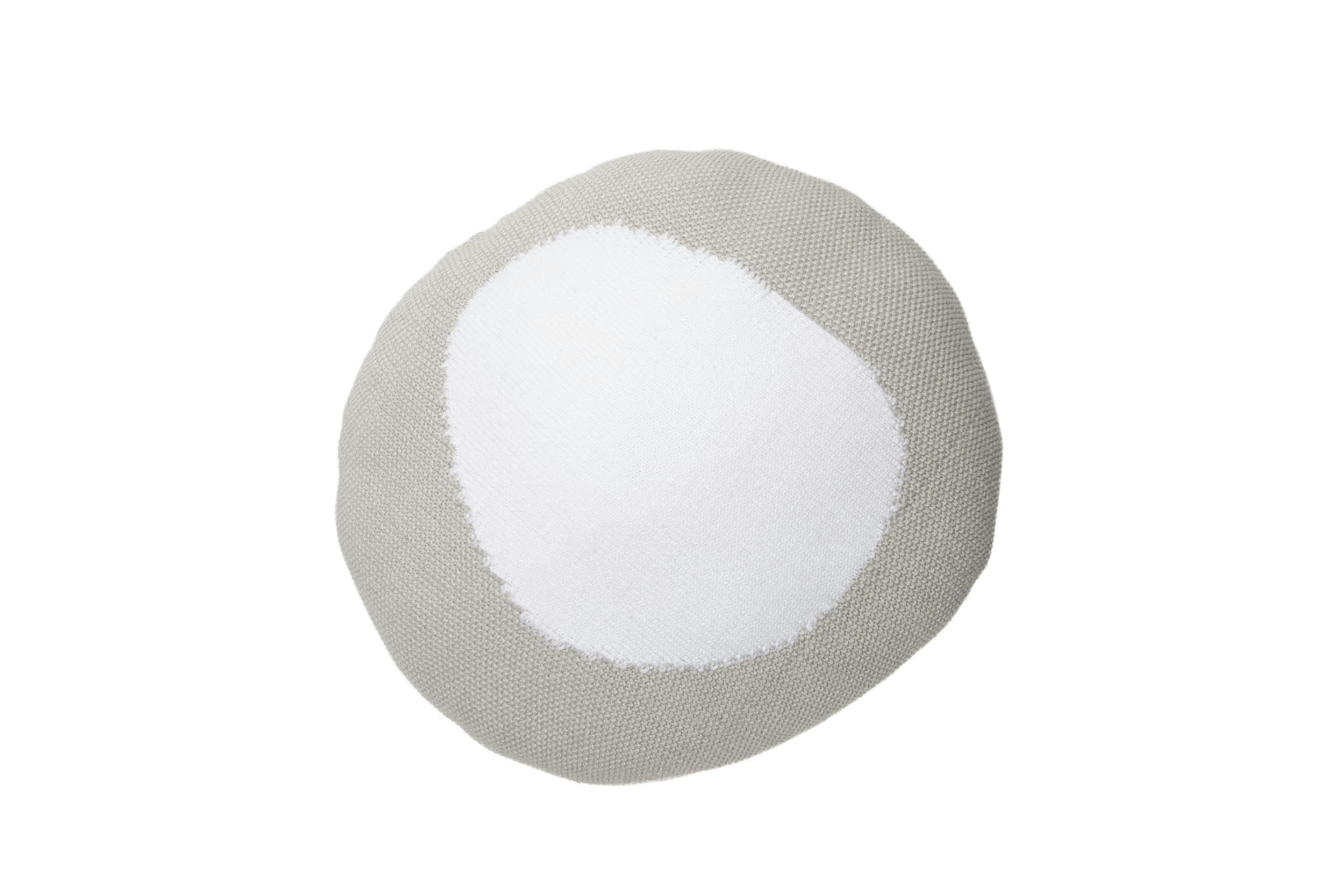 PYJAMA PARTY - Coussin rond en coton gris et blanc 30x30